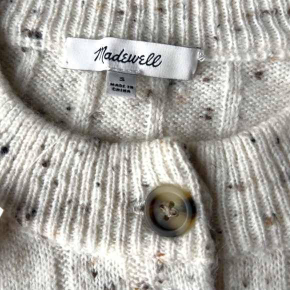 Madewell Women’s Donegal Bowden Wool Blend Cream Elevated Henley Sweater Size S - Picture 8 of 12